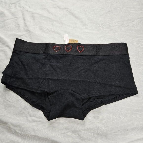 NWT Victoria's Secret Pink Boyshort Panty M Thick Band NEW VS Victoria Heart - Picture 1 of 4